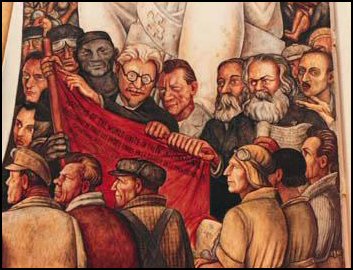 Fragment uit een schilderij van Diego Rivera, ‘Man op een kruispunt’